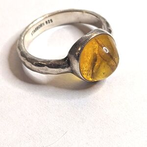 Signed Starborn Sterling Silver 925 Ember Amber Ring Size 7  Artisan Jewelry